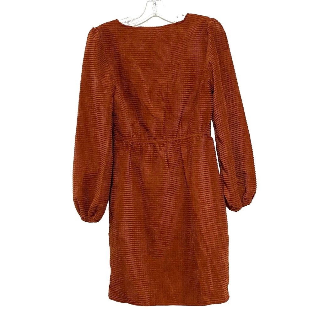 Faux Wrap Dress S Orange Classic Business Career Office Day to Night Fall Color - Picture 2 of 5